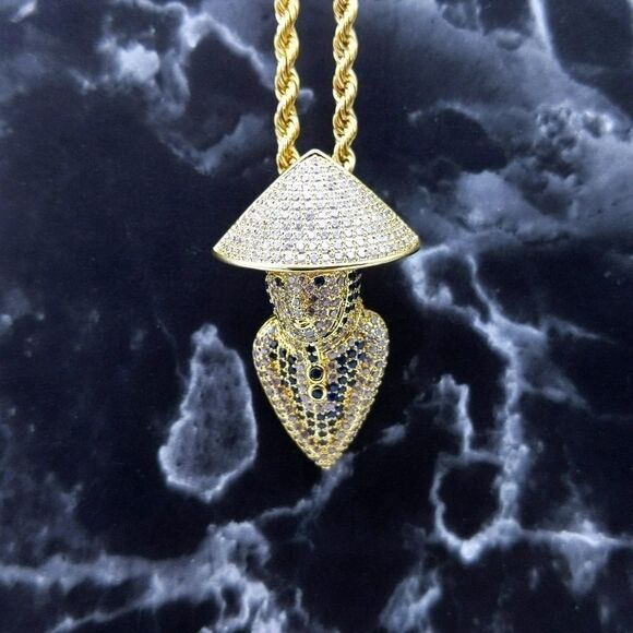 🚨20"Rope Chain + 14K Gold Finish CZ Raiden - Picture 1 of 11